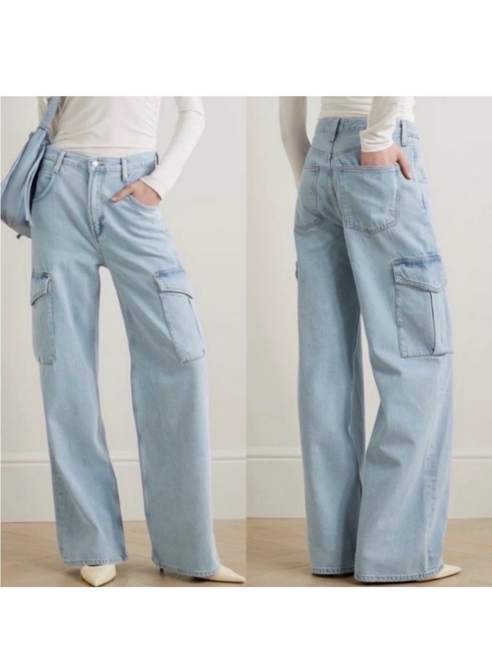 Agolde Minka Denim Cargo Jeans Wide Leg Pants High Rise Baggy 31 Y2K Mcbling Mod